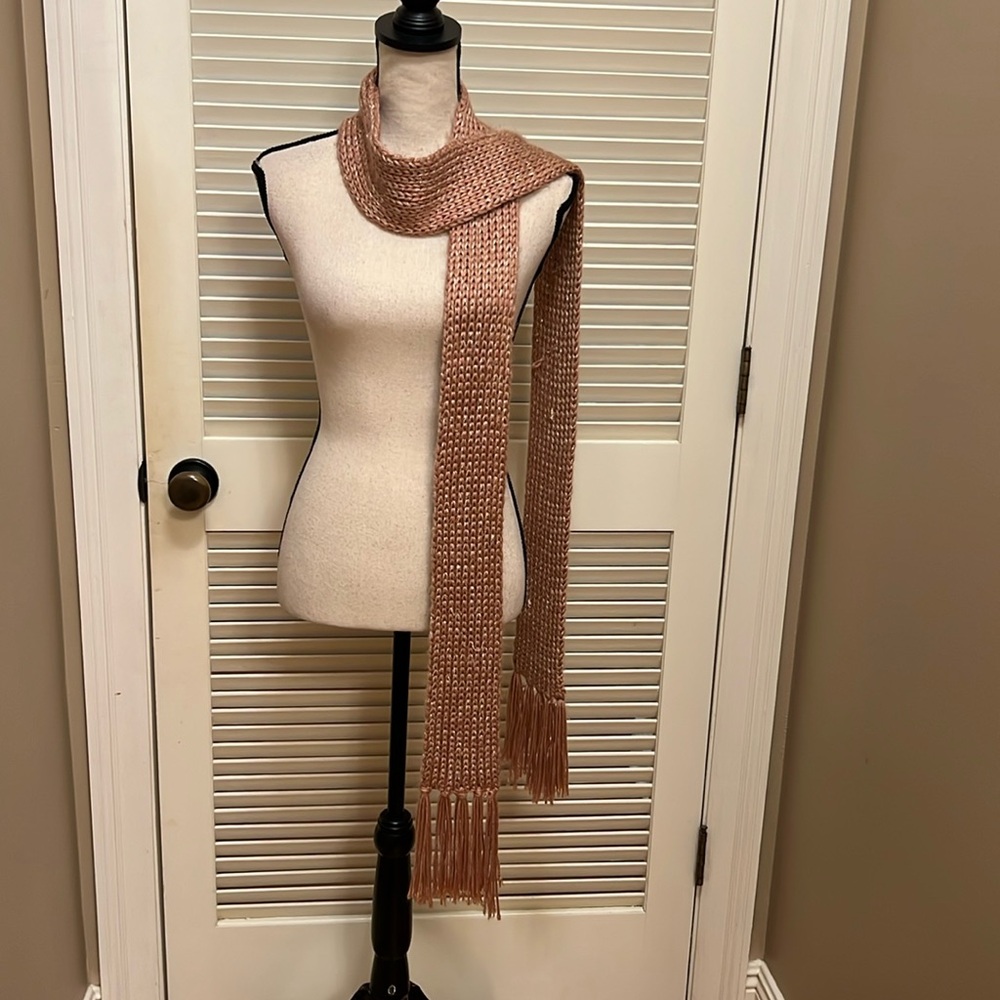 Rose Gold Scarf with Fringe, GUC